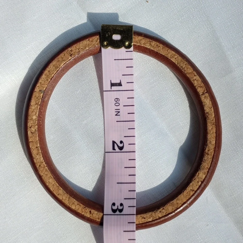 Vintage '70s cork inlay wood bangle